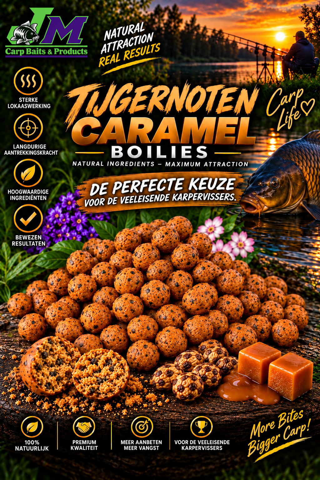Tijgenoten Caramel Boilies voor karpervissers